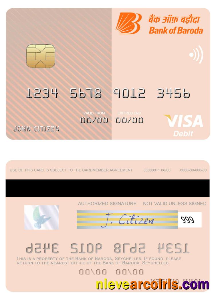 Seychelles Bank of Baroda visa debit card